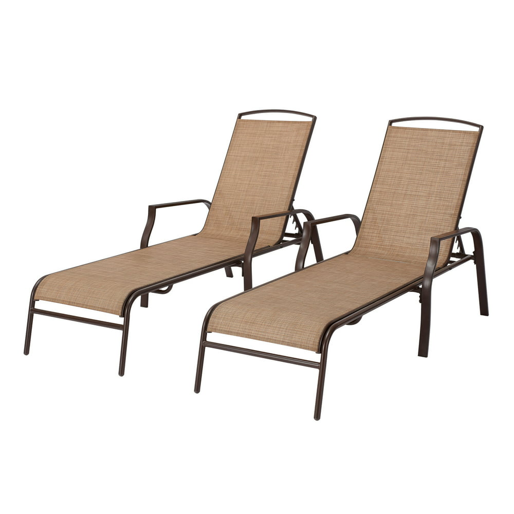 Outdoor Chaise Lounge Chairs Set of 2 Pool Patio Reclining Steel Beige/Black