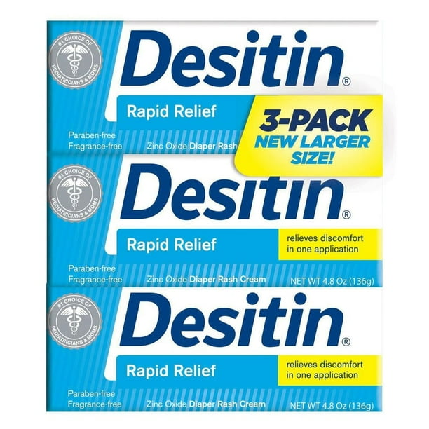 Desitin Rapid Relief Diaper Rash Cream, 4.8 Ounce, (Pack of 3