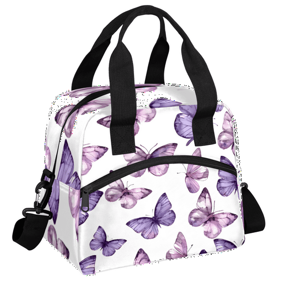 Herdesigns Butterfly Insulated Lunch Bag for Women Men Adults Large Reusable Lunch Box Leakproof Portable Cooler Tote Bags with Adjustable Shoulder Strap