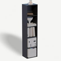 5 Cube Storage Organizer,Wooden Low Bookcase with Closed Back Panel,Freestanding Storage Display Bookshelf for Living Room,Bedroom,Home Office (Black, 5 Cube-11.8inch)