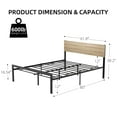 Kitsin Metal Bed Frame Queen Size with Wood Headboard and Metal Slats