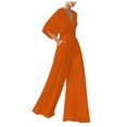 thumbnail image 1 of HXWCHs Combinaisons Amples pour Femmes Grande Taille Combinaison à Manches Longues Col en V Profond Taille Haute Jambes Larges Mode Décontractée m Rouge, 1 of 4