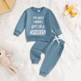 thumbnail image 2 of newwalpole Baby Clothes Gender Neutral Baby Boy Girl Long Sleeve Sweatshirt Pullover Pant Fall Solid Color Outfit Blue for Size 2-3 Years, 2 of 7