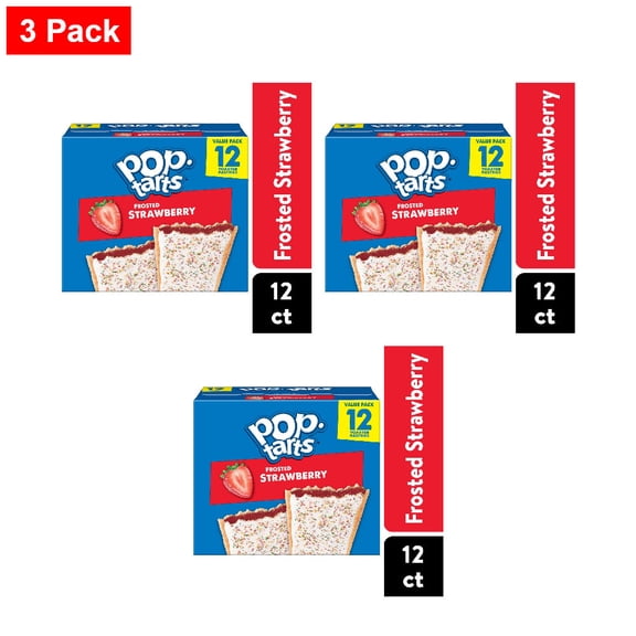 Pop-Tarts Frosted Strawberry Value Pack Toaster Pastries 12 ct - 3 Pack