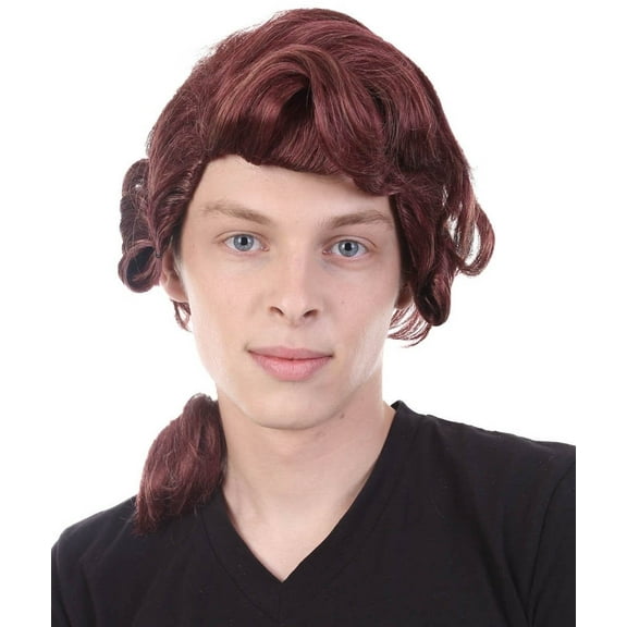 HPO Adult Men's Burgundy Wig Halloween Costume Wigs adults, with Premium Breathable Capless Cap for Cosplay Theam