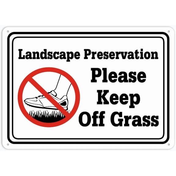 Please Keep Off Grass Sign 12 X 8 Inch Metal Sign, Rustproof Aluminum, Multicolor
