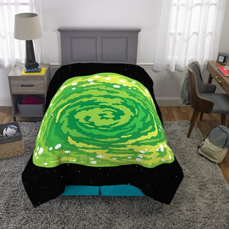 Rick And Morty Reversible Twin Full Comforter Microfiber Green