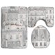 thumbnail image 1 of ABPHQTO Techos áticos Edificios europeos de la ciudad de París Juego de alfombras de baño de 3 piezas Alfombra de baño Alfombra de contorno y tapa de inodoro, 1 of 2