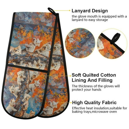 

BZSMCE Oven Mitts Little Climbers in Autumn Creative Pattern Resistant Kitchen Gloves