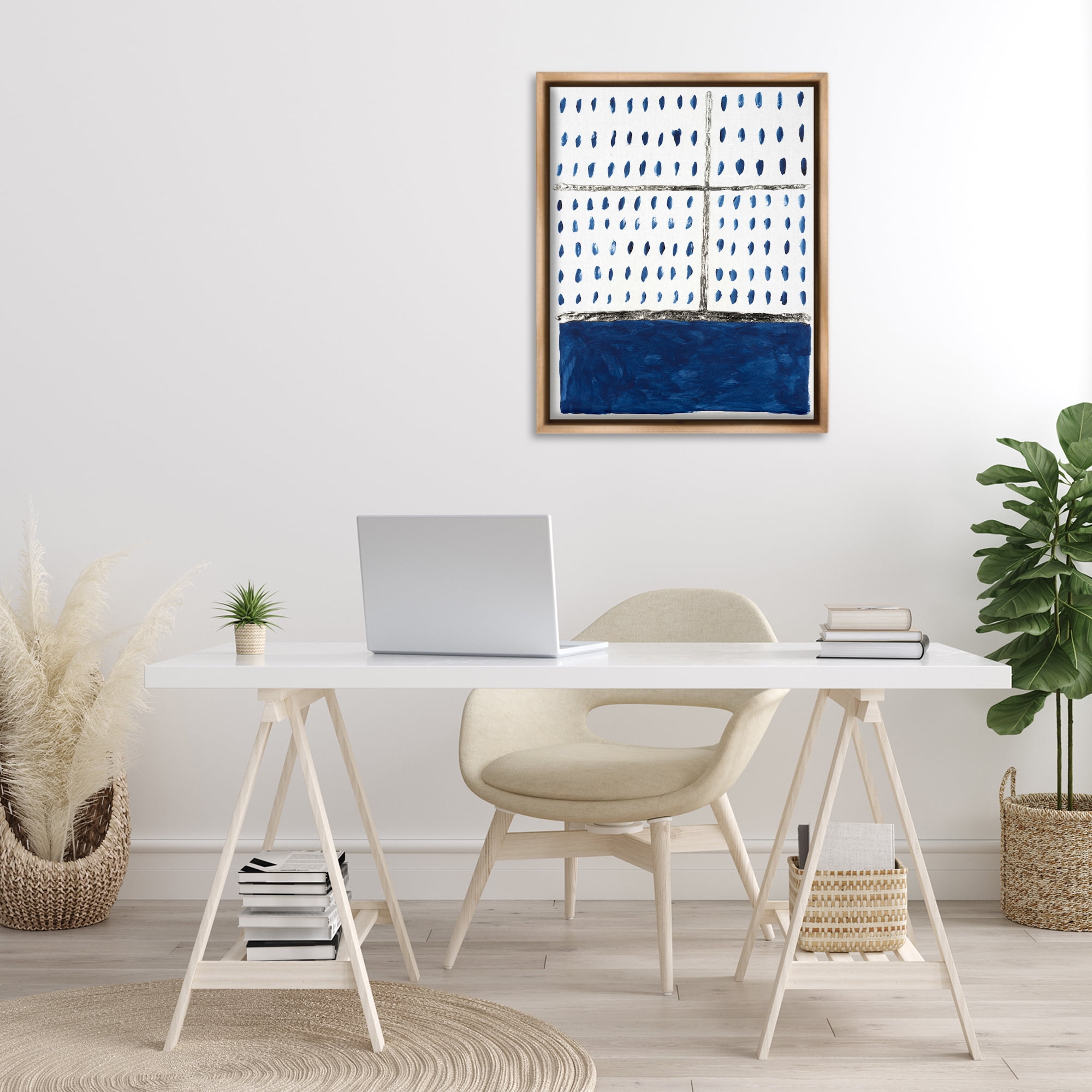 Stupell Industries Dotted Pattern Impression Abstract Painting Brown Floater Framed Canvas Art Print Wall Art, 25 x 31