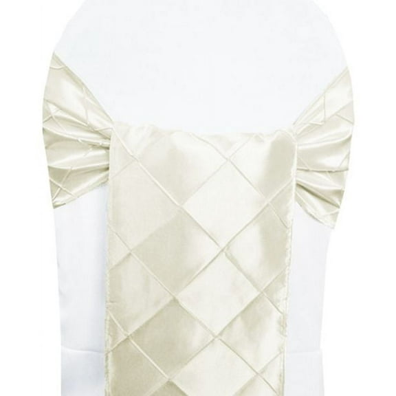 Wedding Linens Inc. (5pcs) 9.5"x108" Pintuck Chair Sashes Bows Ties Linens for Wedding Party Ceremony Event Home Dining Reception - Ivory