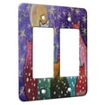 thumbnail image 1 of KuzmarK™ 2 Gang Rocker Wall Plate - Polka Dot Kitties with Moon and Stars Abstract Cat Art by Denise Every, 1 of 1