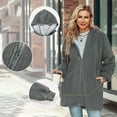 thumbnail image 3 of Abrigo de polar de peluche para mujer con cremallera, chaqueta con capucha de gran tamaño, sudadera con capucha de invierno larga, holgada, cálida y esponjosa con bolsillos, 3 of 6