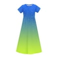 thumbnail image 3 of Isvgxsz New Easter Dresses for Girls Short Sleeve Gradation Kids Dresses Girls Crewneck a Line Dresses for Kids with Pocket Cozy New Style Long Dresses for Girls Beach Dresses Green 11-12 Years(160), 3 of 10