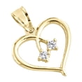 thumbnail image 4 of 10k Yellow Gold Love Friendship Two Hearts Together Pendant Cubic Zirconia Charm, 4 of 6