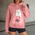thumbnail image 2 of XPMWRP Cute Cat Sweatshirt for Women Casual Graphic Hoodie Fashion Animal Print Long Sleeve Pullover Oversized Tops Pink S, 2 of 8
