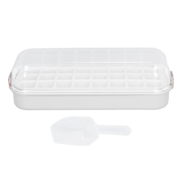 Bandeja De Cubitos De Hielo Con Cubo De Tapa, Molde De Cubitos De Hielo De Fácil Liberación De Silicona De Grado Alimenticio Multiusos A Prueba De Polvo Para Congelador Para ANGGREK Blanco