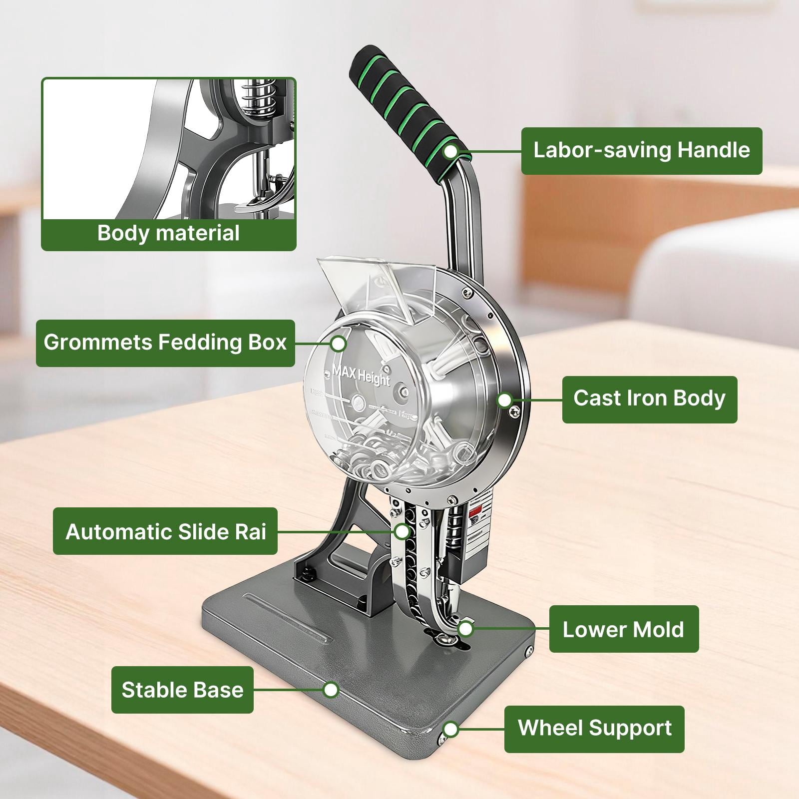iMeshbean Semi-Automatic Grommet Machine Hand Press Eyelet Grommet Tool Kit w/ 2000pcs 3/8" Grommets