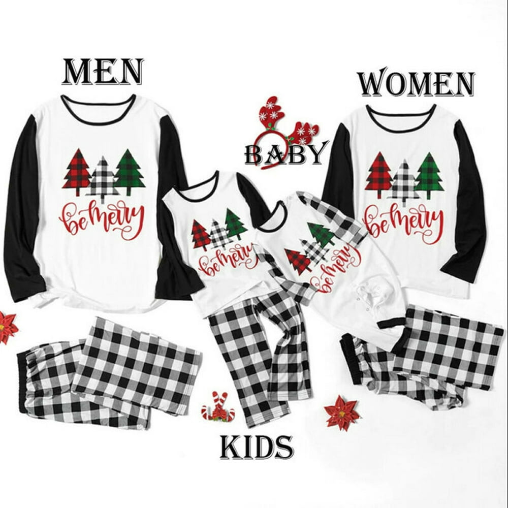 Pyjama Assorti Famille Noël 2025 - Ensemble Plaid à Carreaux Manches Longues + Pantalon