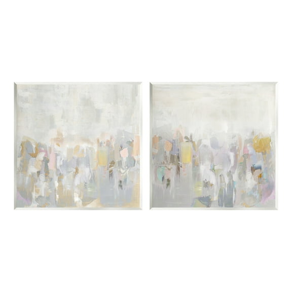 Stupell Industries Subtle Neutral Abstraction Abstract Painting Unframed Art Print Wall Art, 12 x 12, Set of 2