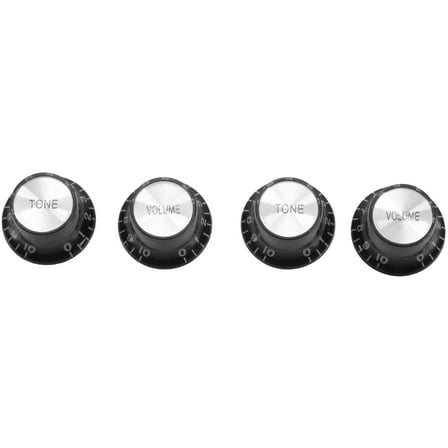 Guitar Knobs 2 Volumes and 2 Tones Silver Top Hat