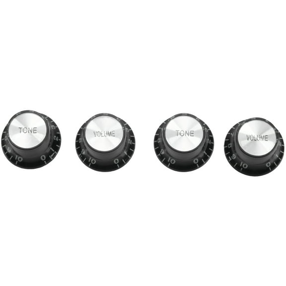 Guitar Knobs 2 Volumes and 2 Tones Silver Top Hat