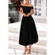thumbnail image 3 of Vestido PRETTYGARDEN para mujer, de verano, con hombros descubiertos, línea A, negro, 3 of 9