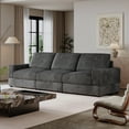 thumbnail image 3 of 107'' Black Corduroy Sectional Sofa, 3 Seater Modern Modular Oversized Upholstered Couch with Comfy Pillows Deep Seat And Square Arm For Living Room Bedroom Apartment Office (Black, 3 Seater), 3 of 7