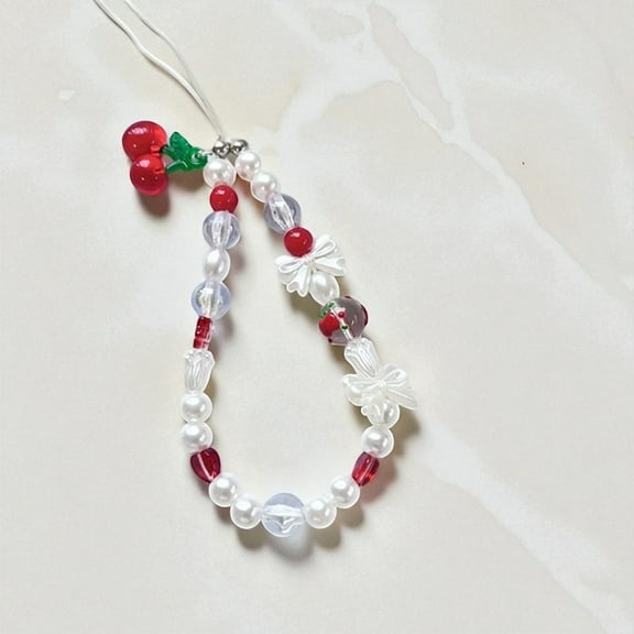 Vintage Cherry Bow Phone Chain Adorable CCD Camera Strap Girls Backpack Charm