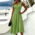 thumbnail image 4 of Bxsruta Womens Midi Dress V Neck Sleeveless Flowy Casual Pleated Dresses for Women Summer Cocktail Party, 4 of 5