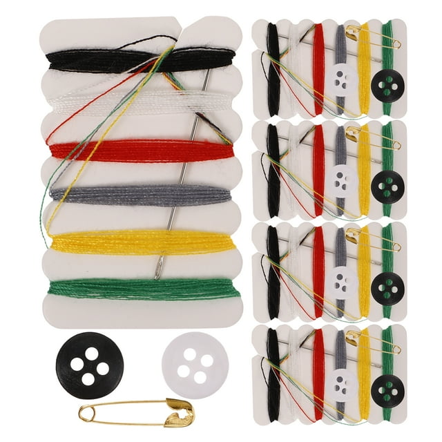 GOOHOCHY Kit de costura de 100 piezas, hilo de coser portátil, multifuncional, aguja de coser, hilo de bordar, herramientas de punto de cruz (botón de color aleatorio).