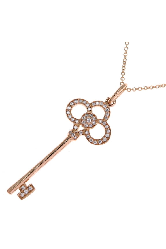 Pre-Owned Tiffany Crown Key Diamond Women's Necklace 750 Pink Gold (Good)