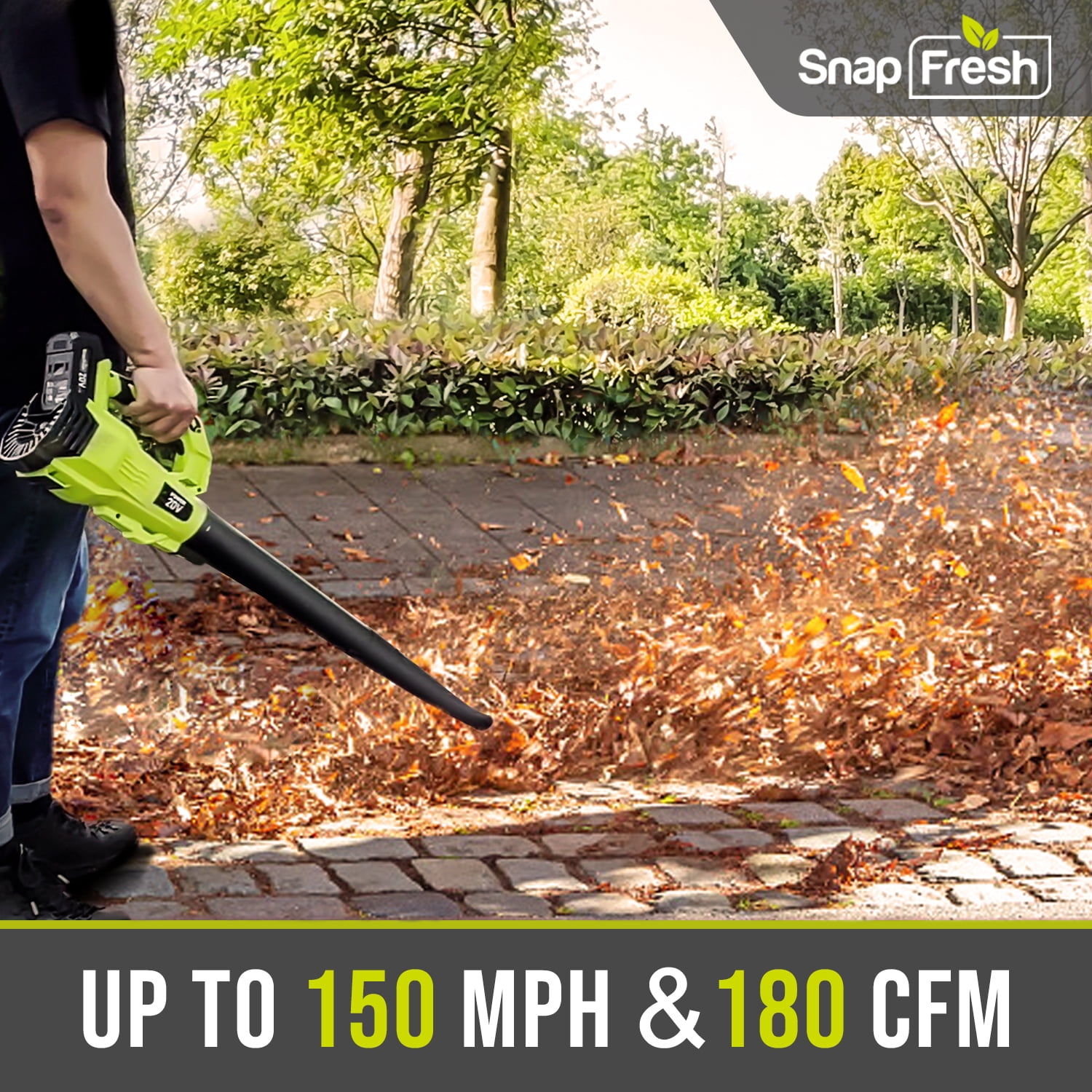Cordless Leaf Blower - SnapFresh 140 MPH Leaf Blower with Battery & Charger, 2 Section Tubes, Free Control Speed,Lightweight