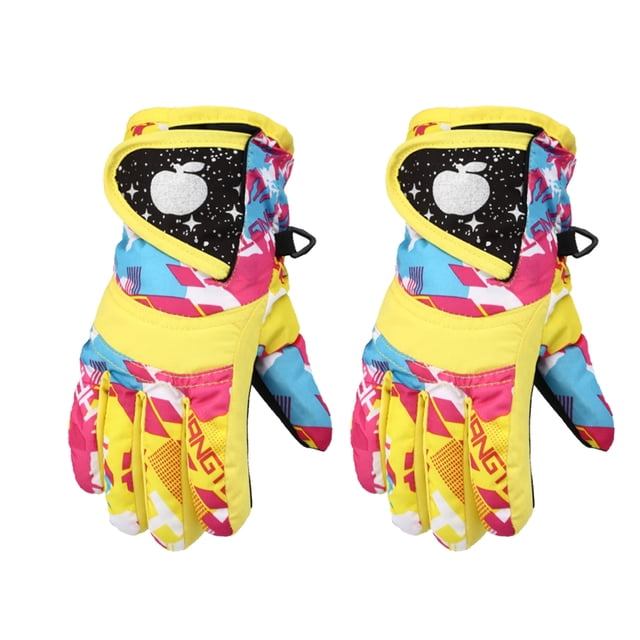 Naiovety Guantes de esquí de invierno impermeables para mantener el calor para niños, calentador de manos para ciclismo al aire libre, guante Ciclismo Amarillo/M