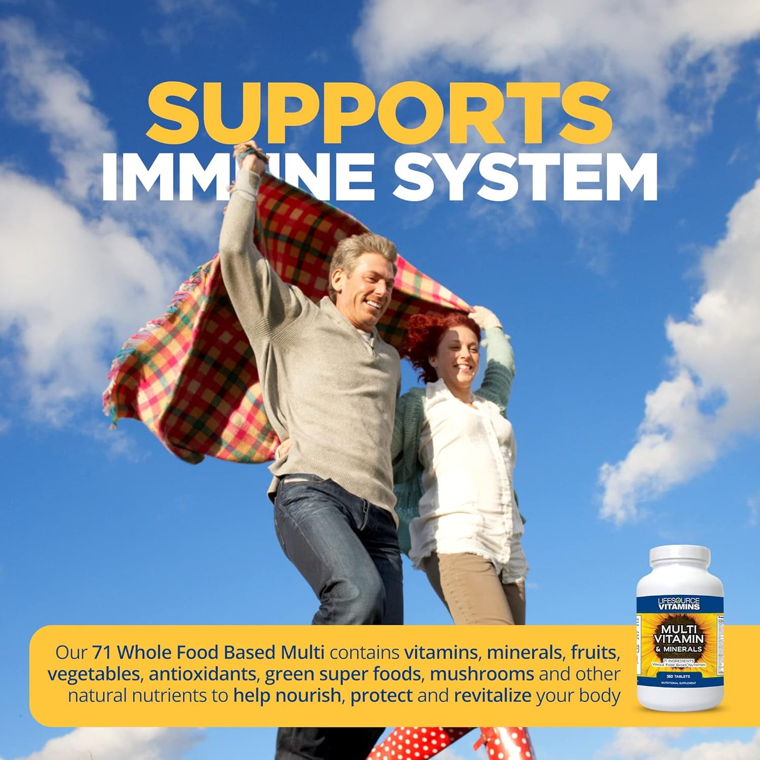 LifeSource Vitamins Whole Food Daily Multivitamin & Minerals with 71 All Natural Ingredients, Probiotics, Digestive Enzymes, 360 Tablets