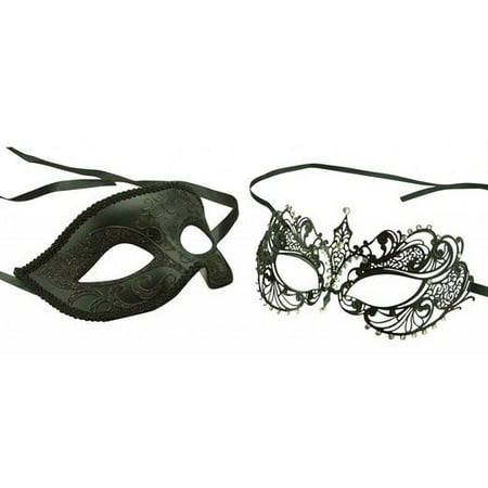 Masquerade Masks Couple His and Her Laser Cut Masks Set Black