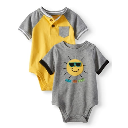 Baby Boy Frog - Garanimals Baby Boys' Pocket Henley and Graphic Bodysuits, 2-Piece Multi-Pack