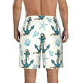thumbnail image 3 of Kdxio Anchors And Shells Pattern Mens Casual Shorts - Drawstring Summer Beach Sports Shorts for Men, 3 of 5