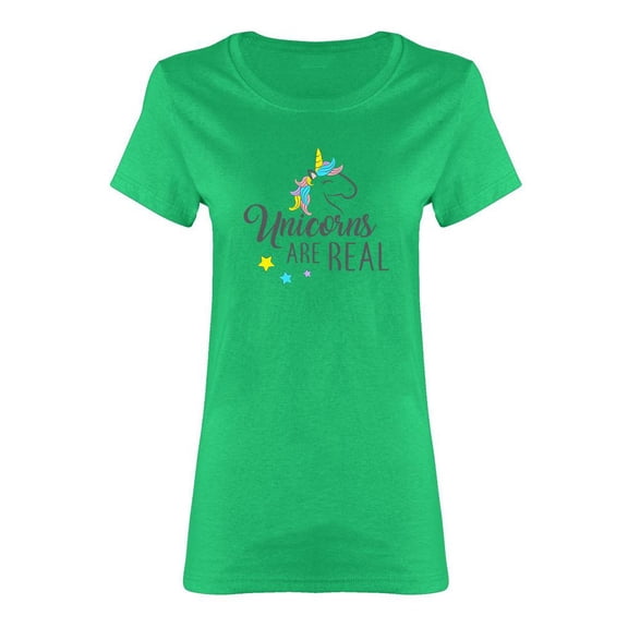 Unicorns Are Real Slogan Design Shaped Tee Women's -Image by Shutterstock
