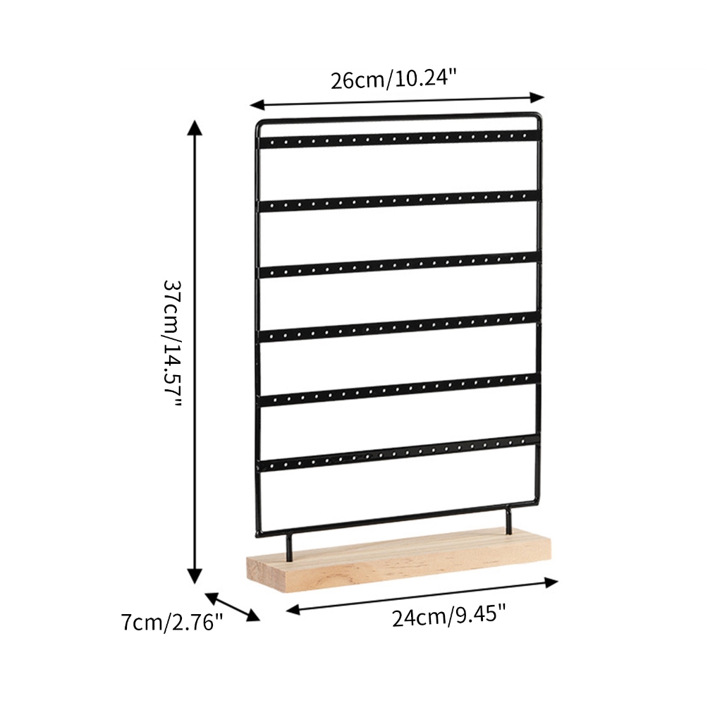 Yammee Earrings Organizer Jewelry Display Stand 6 Tiers Earring Holder Rack for Hanging Earrings Ear Studs with Wood Base Women