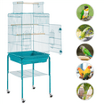 thumbnail image 2 of Topeakmart 53.5-inch Open Top Metal Birdcage with Detachable Stand, Teal Blue, 2 of 13