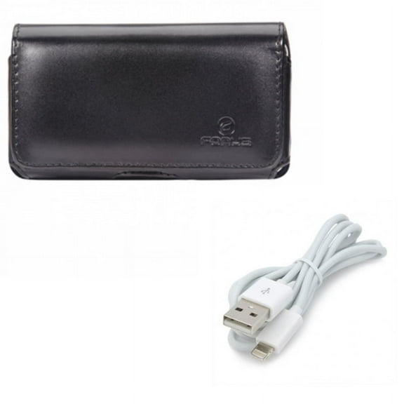 Charger Cord USB Cable w Leather Case Belt Clip for iPhone XS Max - Power Wire Sync Fast Charge Data and Swivel Holster Loops Cover Pouch
