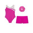 thumbnail image 3 of iiniim Kids Girls Sleeveless Rhinestones Gymnastics Leotards with Athletic Shorts and Hair Tie Figure Ice Skating Hot Pink 8, 3 of 7