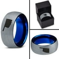 thumbnail image 4 of Tungsten Oklahoma Sooner State Band Ring 8mm Men Women Comfort Fit Blue Dome Brushed Gray Polished, 4 of 4