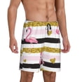 thumbnail image 2 of Wukai Gold Glittering Hearts and Flamingos Men’s Short Pajama Pants With Pockets Soft Sleep Pj Shorts for Men-, 2 of 6