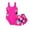 Hot Pink, variant on HAJWOH Girls One Piece Swimsuit with Shorts Sleeveless Stretchy Swimwear Sun Protection Padded Bathing Suit 5-14 Years