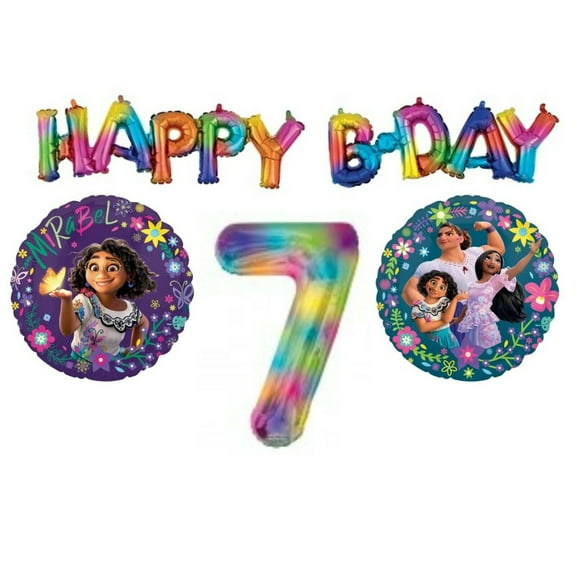 Encanto 7th Happy B-Day Birthday Rainbow Party Balloons Decorations Supplies Movie