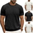 thumbnail image 5 of Chiccall Mens Knit T Shirts Casual Short Sleeve Crew Neck Textured Summer Shirt Tops Black, 5 of 5