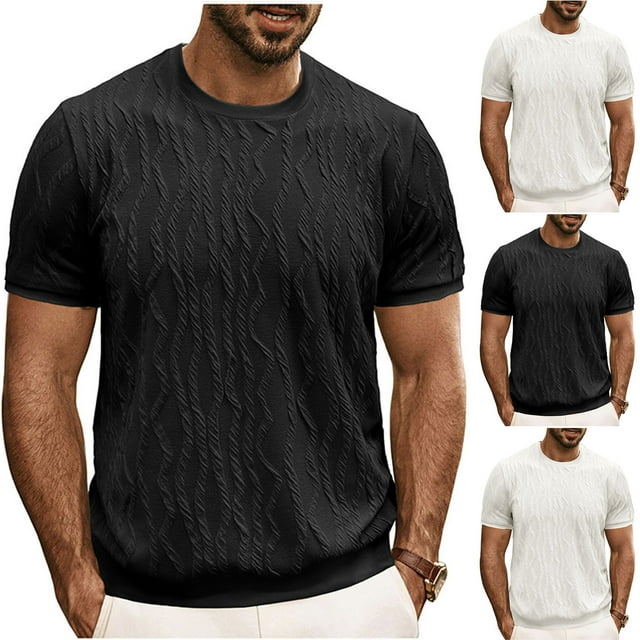 JDQJBZ Mens Sweatershirt,Men's Summer Short Sleeves Top,Men's Casual And Fashionable Solid Color Short Sleeved Round Neck Pullover