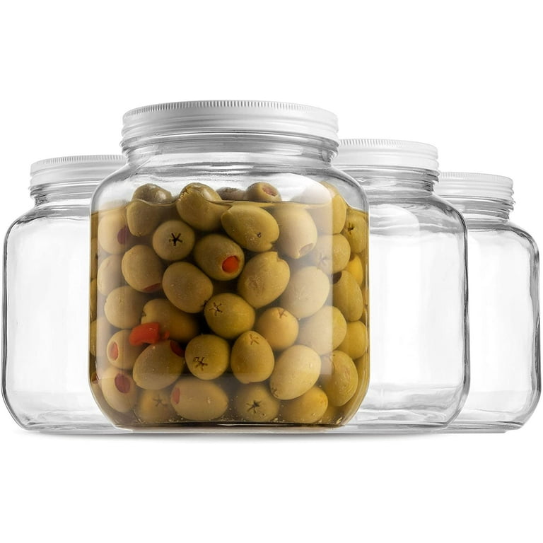 64 Oz Glass Jar with Plastic Airtight Lid (4 Pack) - Includes 6